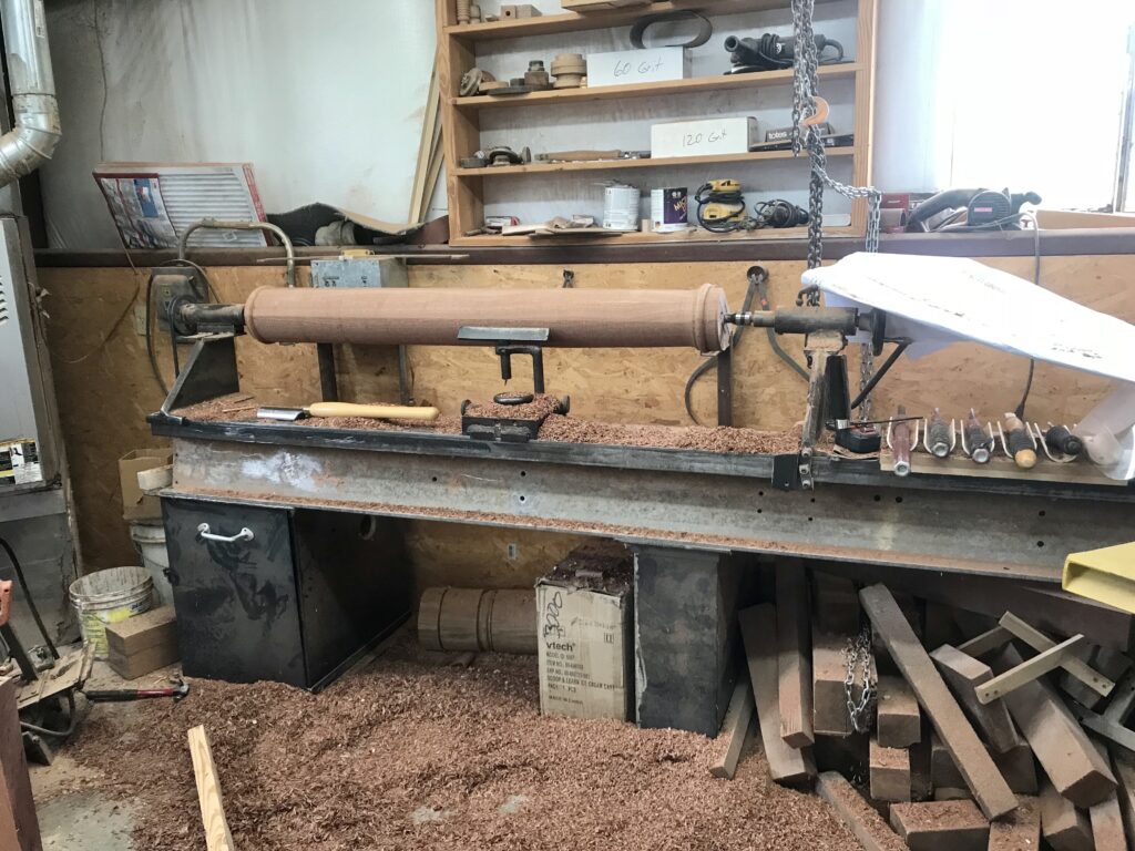column on the wood turner machine